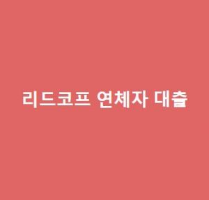 리드코프-연체자-대출-후기