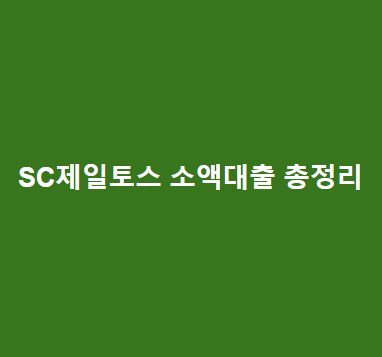 SC제일토스 소액대출 총정리(10만원~50만원 소액대출 가능)