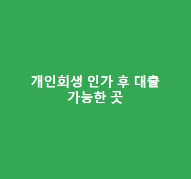 개인회생 인가 후 대출 가능한 곳 총정리(개인회생 인가자 필독)