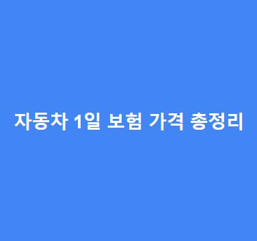 자동차 1일 보험 가격 총정리(하나손해보험, 삼성화재 등)