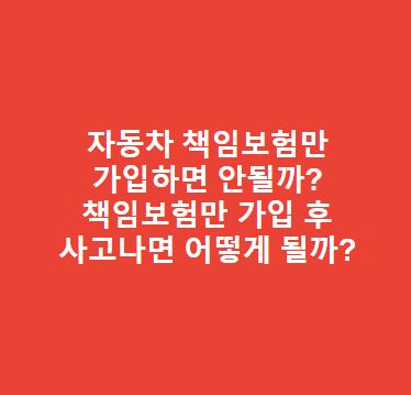 자동차 책임보험만 가입하면 안될까? 책임보험만 가입 후 사고나면 어떻게 될까?